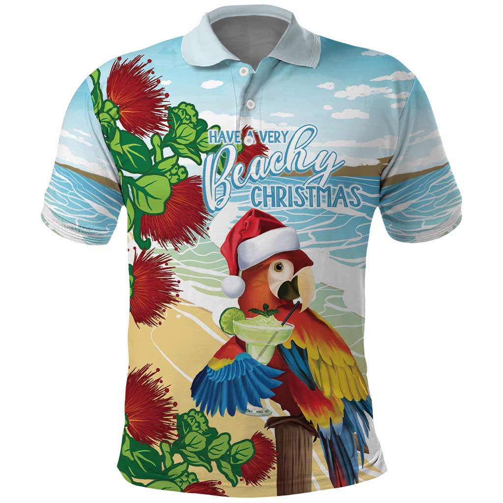 Have A Very Beach Christmas Polo Shirt Parrot By Lehua Flower - Wonder Print Shop