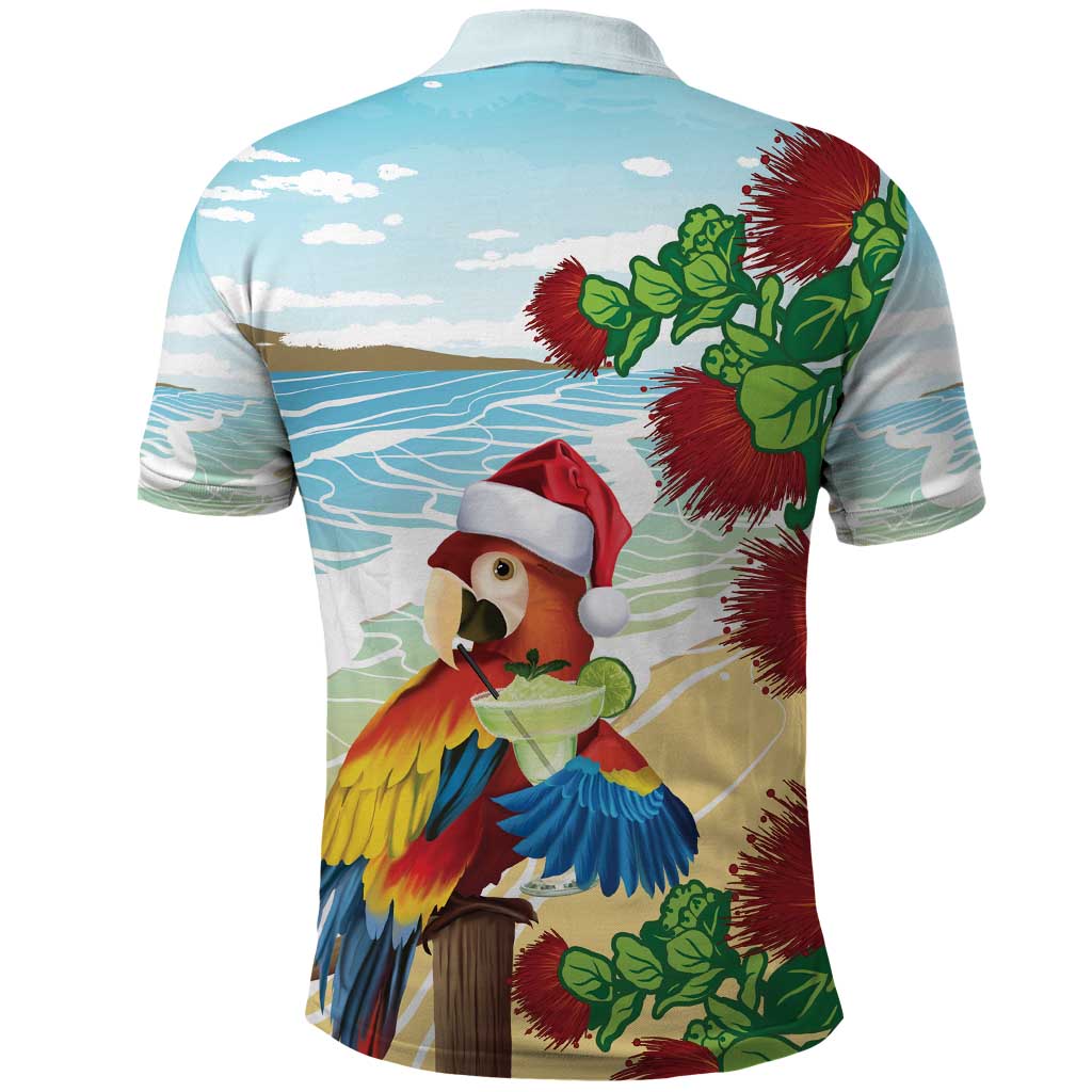 Have A Very Beach Christmas Polo Shirt Parrot By Lehua Flower - Wonder Print Shop