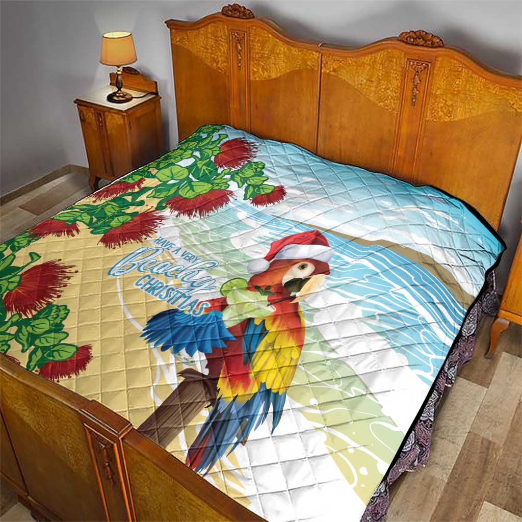 Have A Very Beach Christmas Quilt Parrot By Lehua Flower - Wonder Print Shop