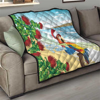 Have A Very Beach Christmas Quilt Parrot By Lehua Flower - Wonder Print Shop