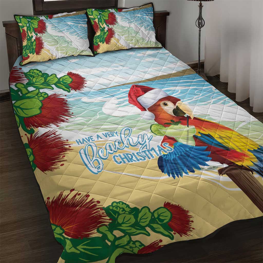 Have A Very Beach Christmas Quilt Bed Set Parrot By Lehua Flower - Wonder Print Shop