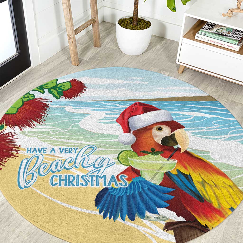 Have A Very Beach Christmas Round Carpet Parrot By Lehua Flower - Wonder Print Shop