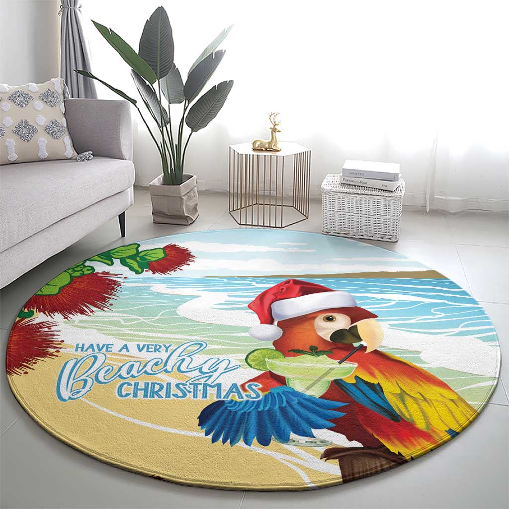 Have A Very Beach Christmas Round Carpet Parrot By Lehua Flower - Wonder Print Shop