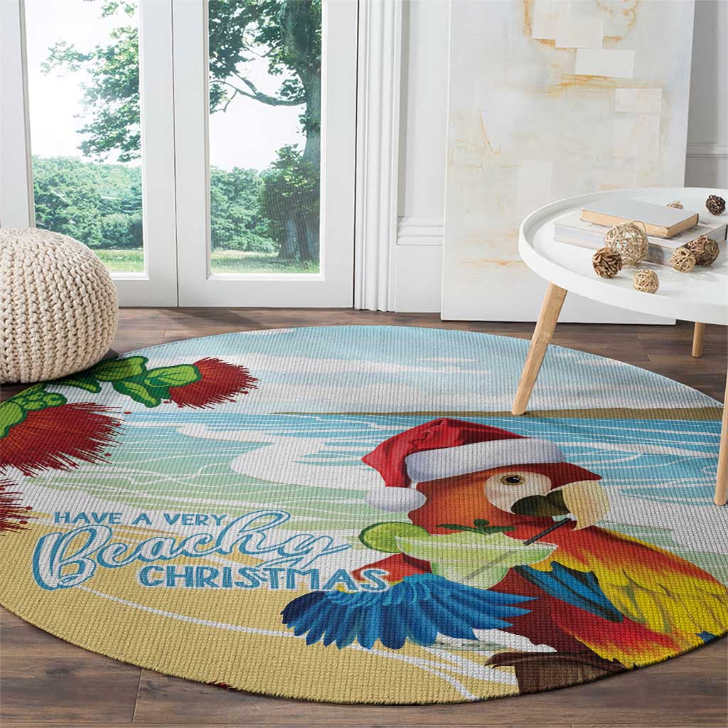 Have A Very Beach Christmas Round Carpet Parrot By Lehua Flower - Wonder Print Shop