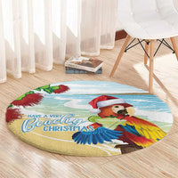 Have A Very Beach Christmas Round Carpet Parrot By Lehua Flower - Wonder Print Shop