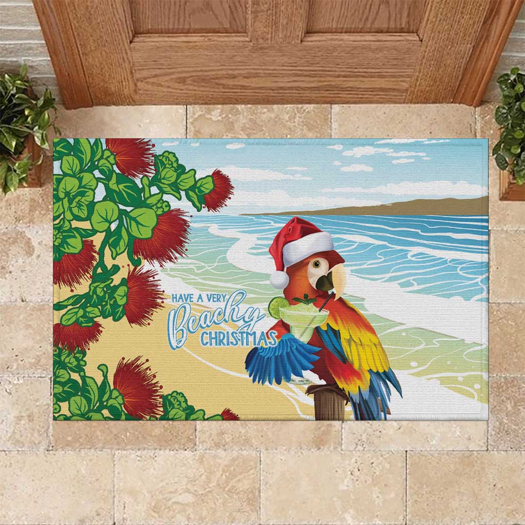 Have A Very Beach Christmas Rubber Doormat Parrot By Lehua Flower - Wonder Print Shop
