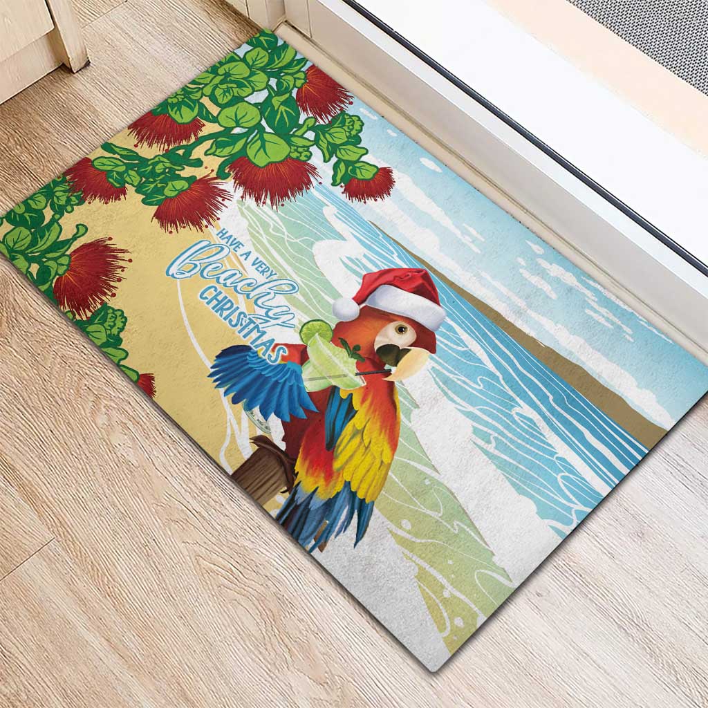 Have A Very Beach Christmas Rubber Doormat Parrot By Lehua Flower - Wonder Print Shop