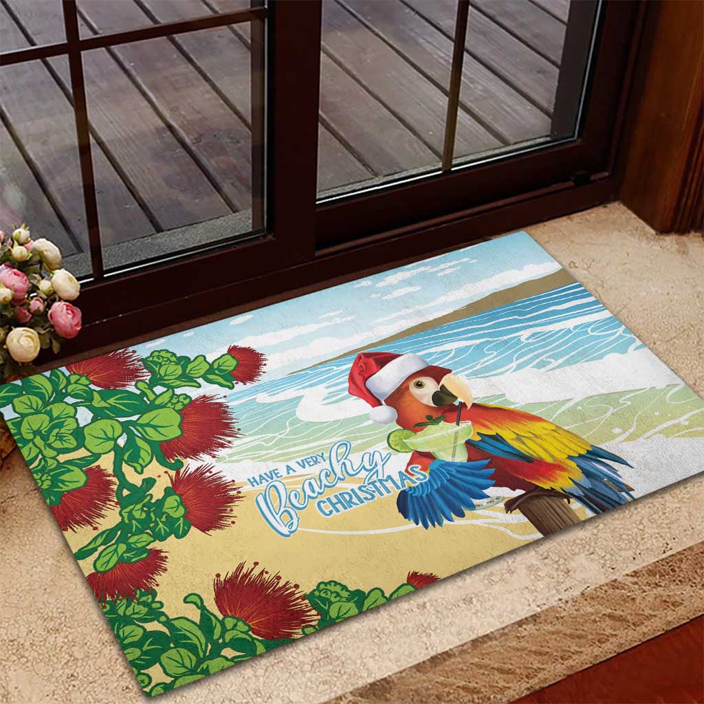 Have A Very Beach Christmas Rubber Doormat Parrot By Lehua Flower - Wonder Print Shop