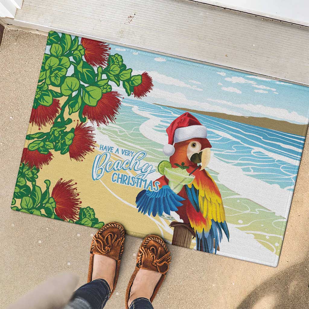 Have A Very Beach Christmas Rubber Doormat Parrot By Lehua Flower - Wonder Print Shop