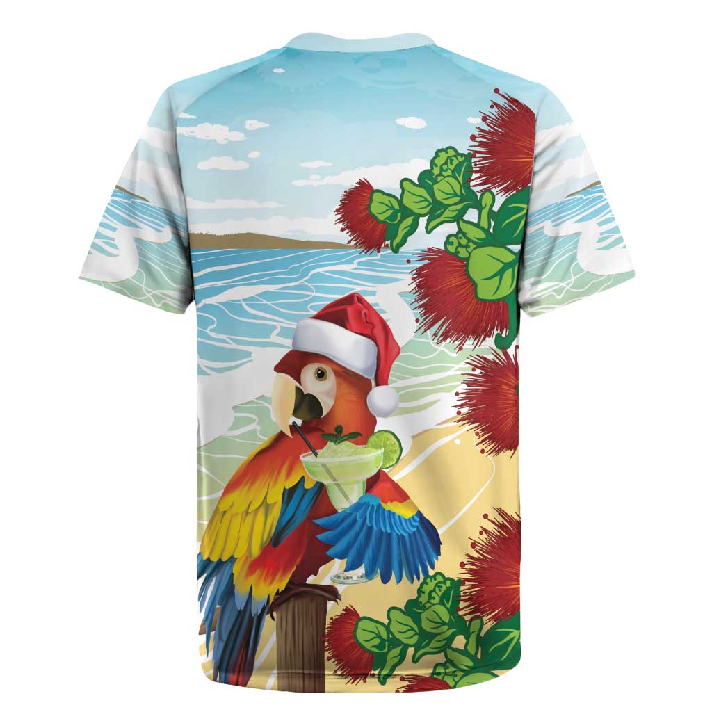 Have A Very Beach Christmas Rugby Jersey Parrot By Lehua Flower - Wonder Print Shop