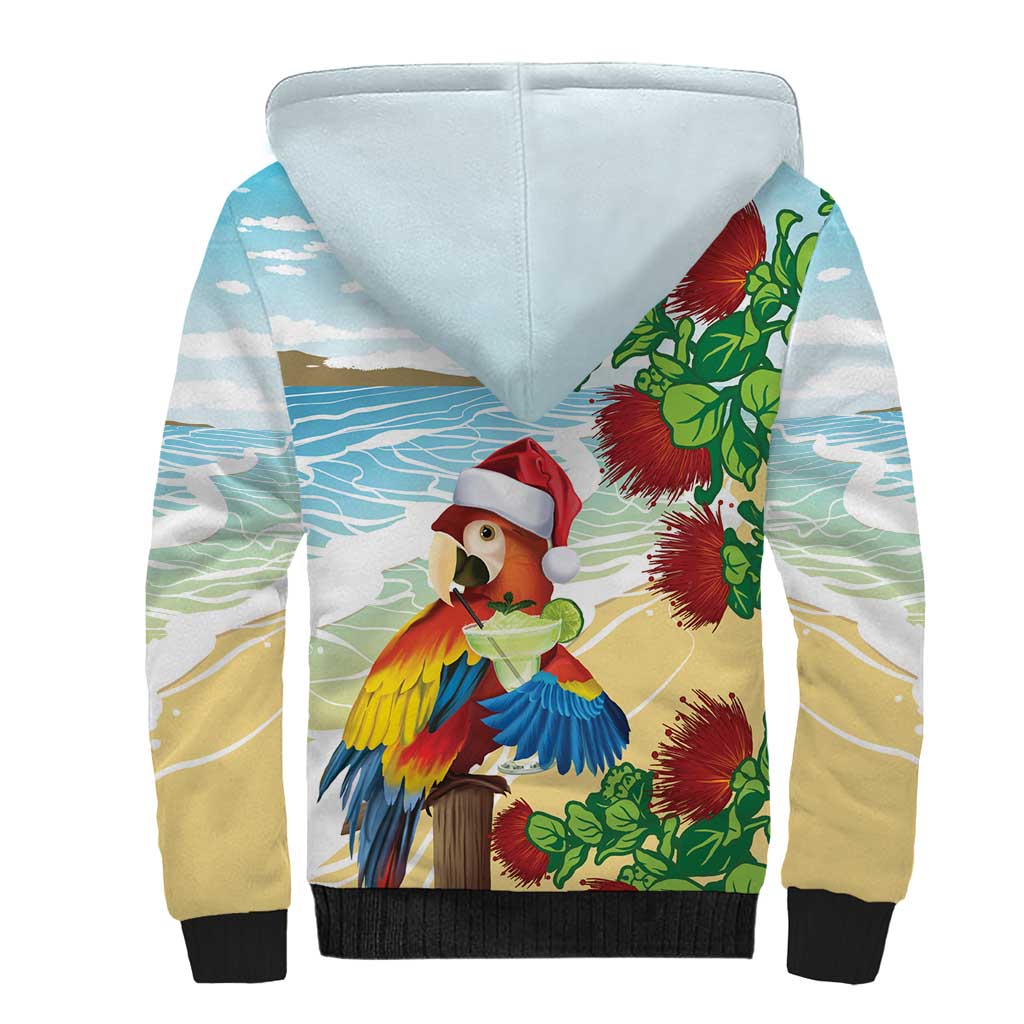 Have A Very Beach Christmas Sherpa Hoodie Parrot By Lehua Flower - Wonder Print Shop