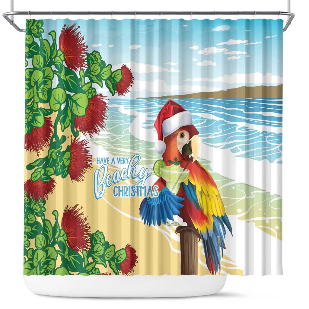Have A Very Beach Christmas Shower Curtain Parrot By Lehua Flower - Wonder Print Shop