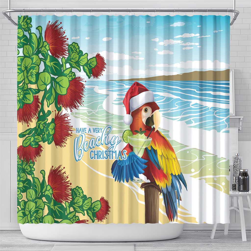 Have A Very Beach Christmas Shower Curtain Parrot By Lehua Flower - Wonder Print Shop