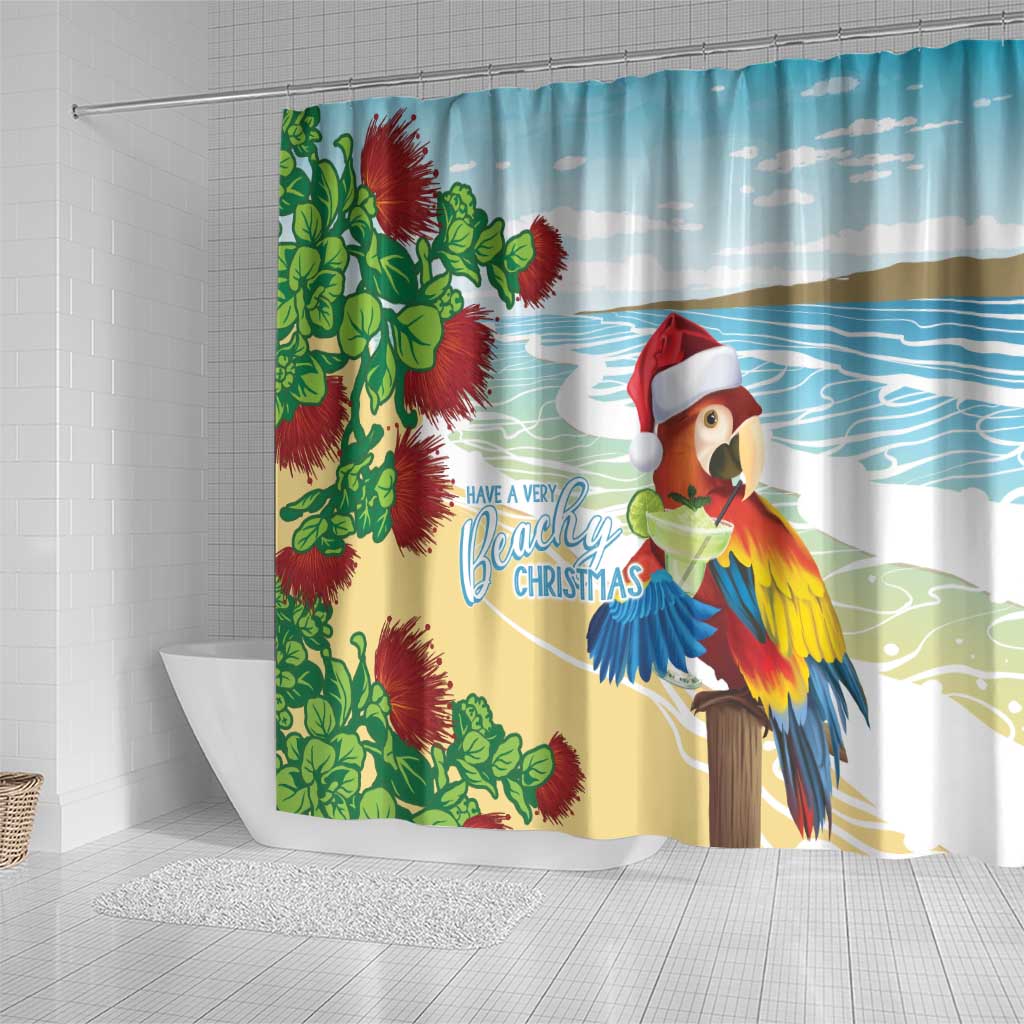 Have A Very Beach Christmas Shower Curtain Parrot By Lehua Flower - Wonder Print Shop