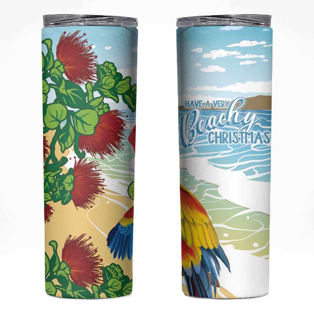 Have A Very Beach Christmas Skinny Tumbler Parrot By Lehua Flower - Wonder Print Shop