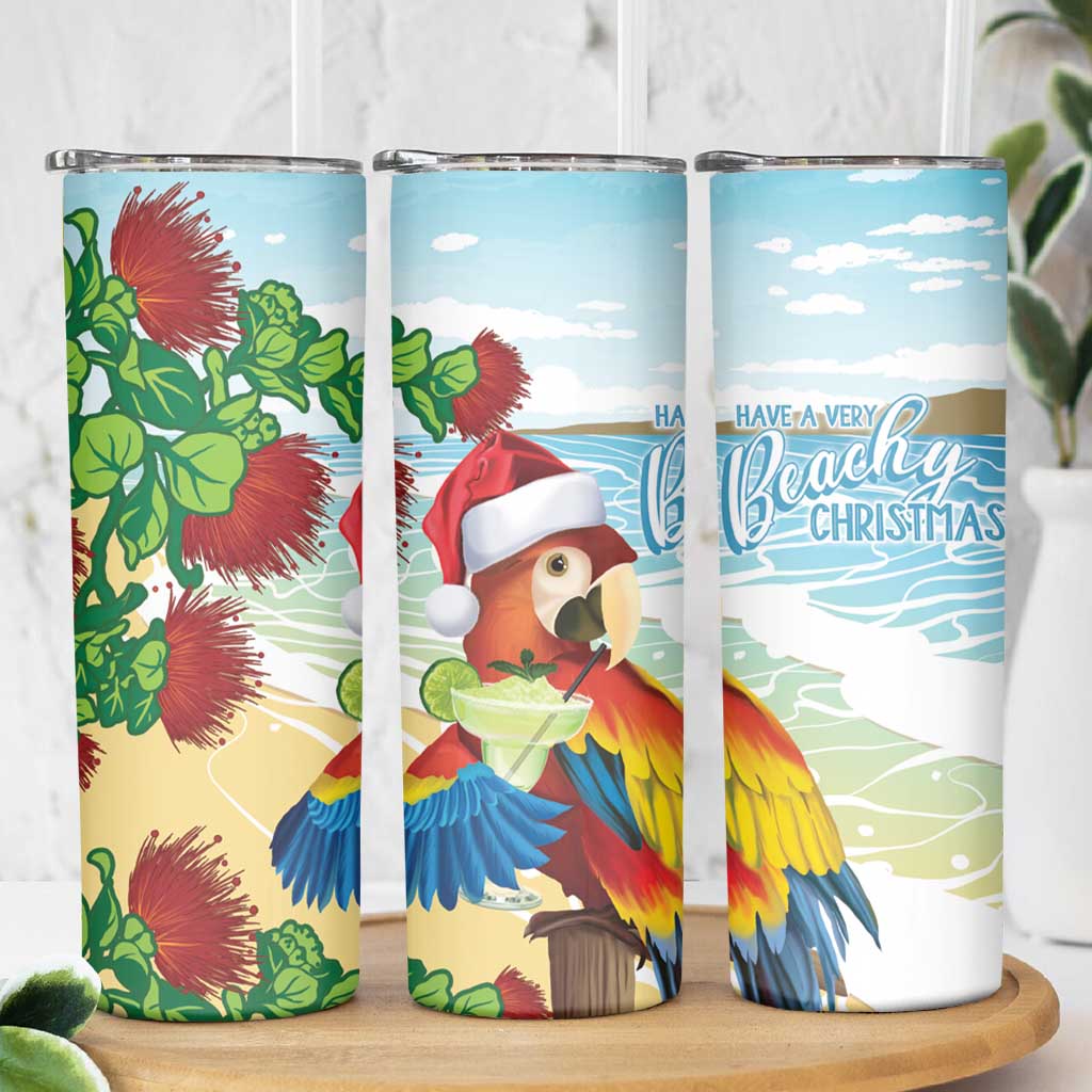Have A Very Beach Christmas Skinny Tumbler Parrot By Lehua Flower - Wonder Print Shop