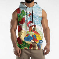 Have A Very Beach Christmas Sleeveless Hoodie Parrot By Lehua Flower - Wonder Print Shop
