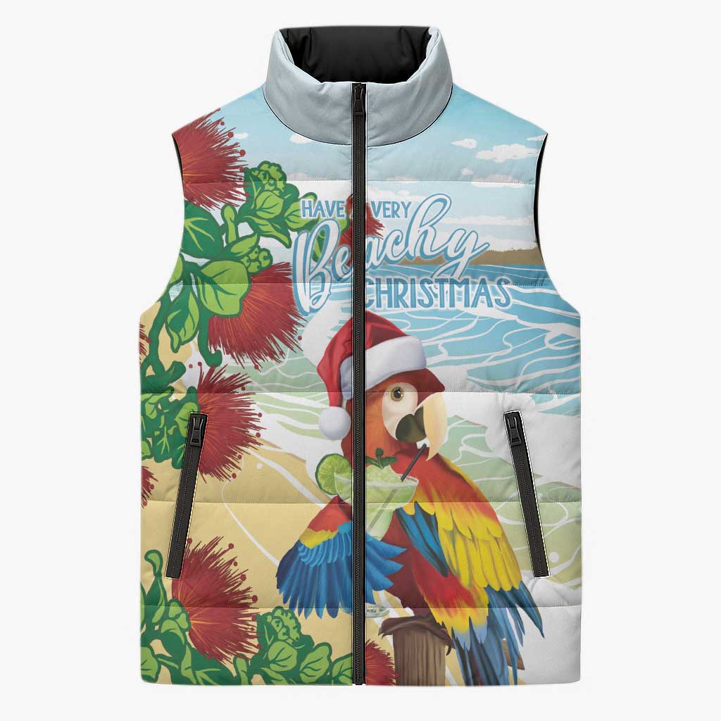Have A Very Beach Christmas Sleeveless Puffer Jacket Parrot By Lehua Flower - Wonder Print Shop