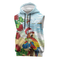 Have A Very Beach Christmas Sleeveless Zip Hoodie Parrot By Lehua Flower - Wonder Print Shop