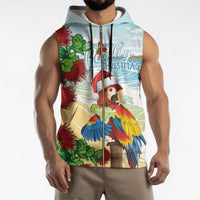 Have A Very Beach Christmas Sleeveless Zip Hoodie Parrot By Lehua Flower - Wonder Print Shop