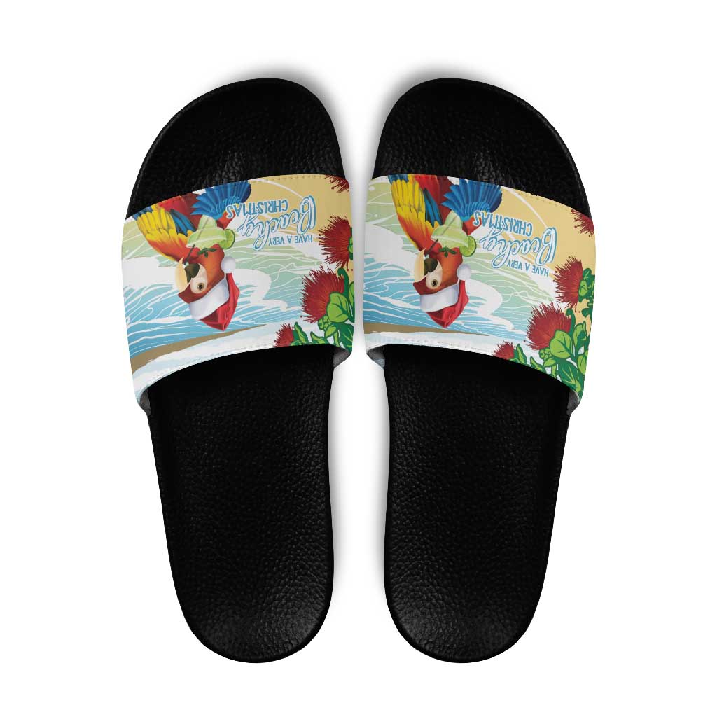 Have A Very Beach Christmas Slide Sandals Parrot By Lehua Flower - Wonder Print Shop