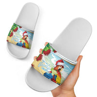 Have A Very Beach Christmas Slide Sandals Parrot By Lehua Flower - Wonder Print Shop
