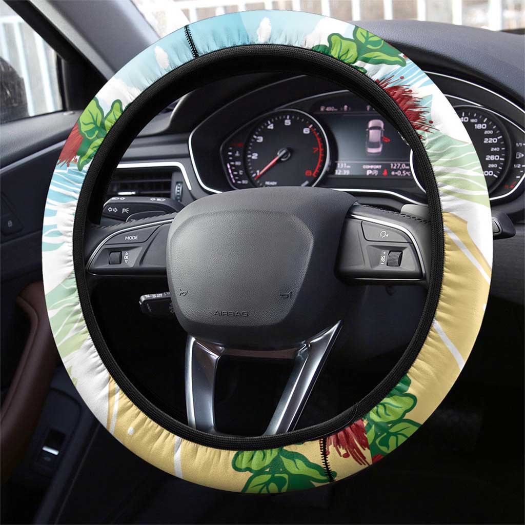 Have A Very Beach Christmas Steering Wheel Cover Parrot By Lehua Flower - Wonder Print Shop