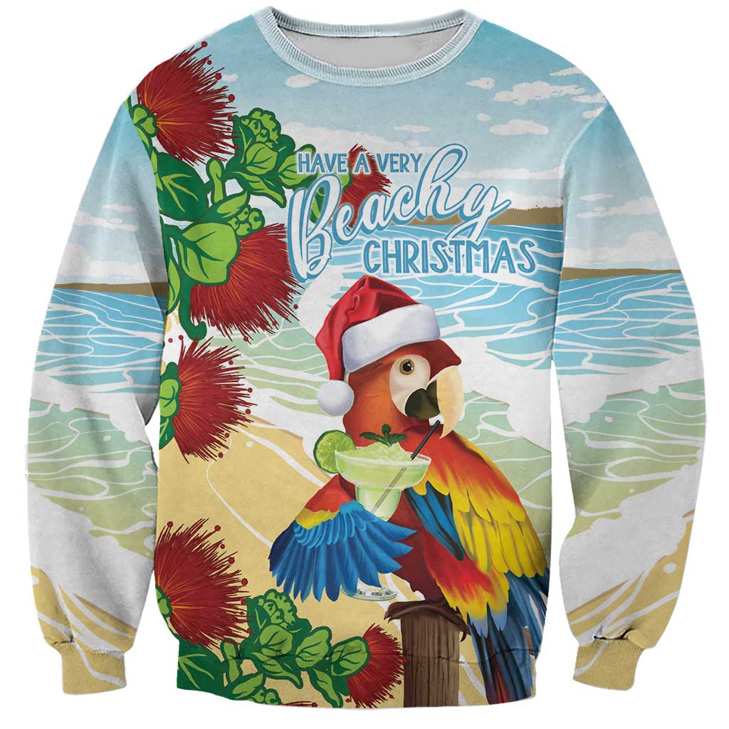 Have A Very Beach Christmas Sweatshirt Parrot By Lehua Flower - Wonder Print Shop