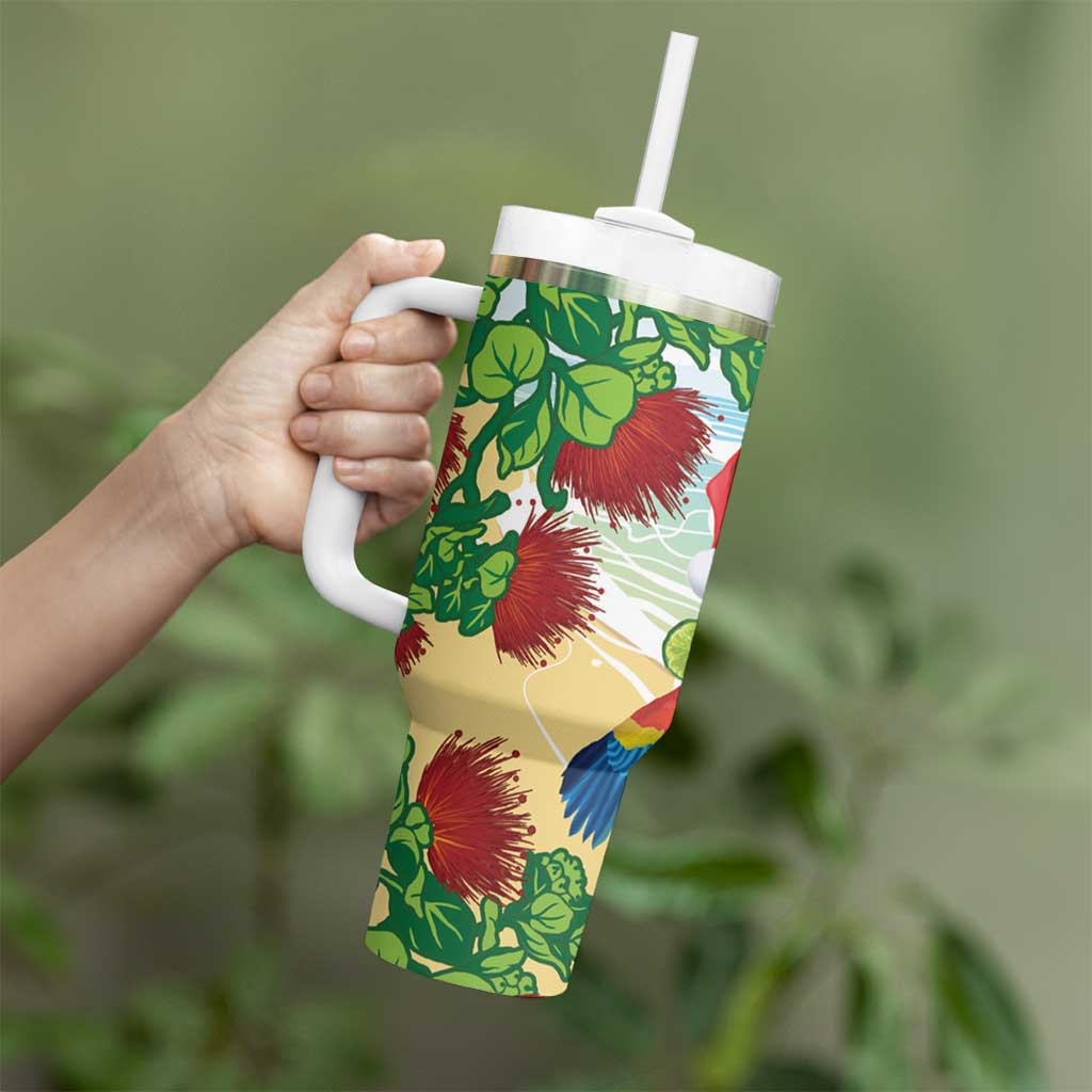 Have A Very Beach Christmas Tumbler With Handle Parrot By Lehua Flower - Wonder Print Shop