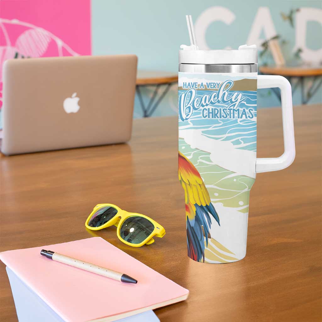 Have A Very Beach Christmas Tumbler With Handle Parrot By Lehua Flower - Wonder Print Shop