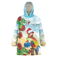Have A Very Beach Christmas Wearable Blanket Hoodie Parrot By Lehua Flower - Wonder Print Shop
