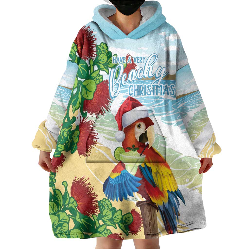 Have A Very Beach Christmas Wearable Blanket Hoodie Parrot By Lehua Flower - Wonder Print Shop