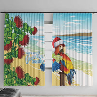 Have A Very Beach Christmas Window Curtain Parrot By Lehua Flower - Wonder Print Shop