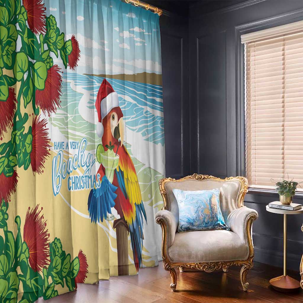 Have A Very Beach Christmas Window Curtain Parrot By Lehua Flower - Wonder Print Shop