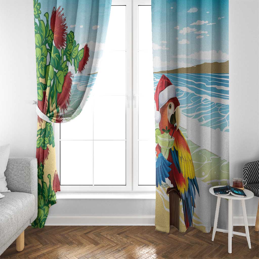 Have A Very Beach Christmas Window Curtain Parrot By Lehua Flower - Wonder Print Shop