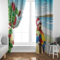 Have A Very Beach Christmas Window Curtain Parrot By Lehua Flower - Wonder Print Shop