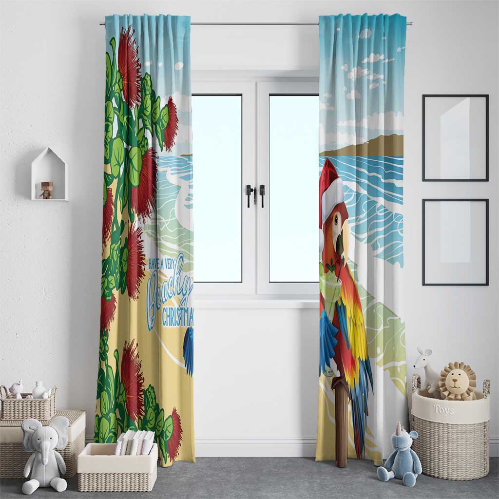 Have A Very Beach Christmas Window Curtain Parrot By Lehua Flower - Wonder Print Shop
