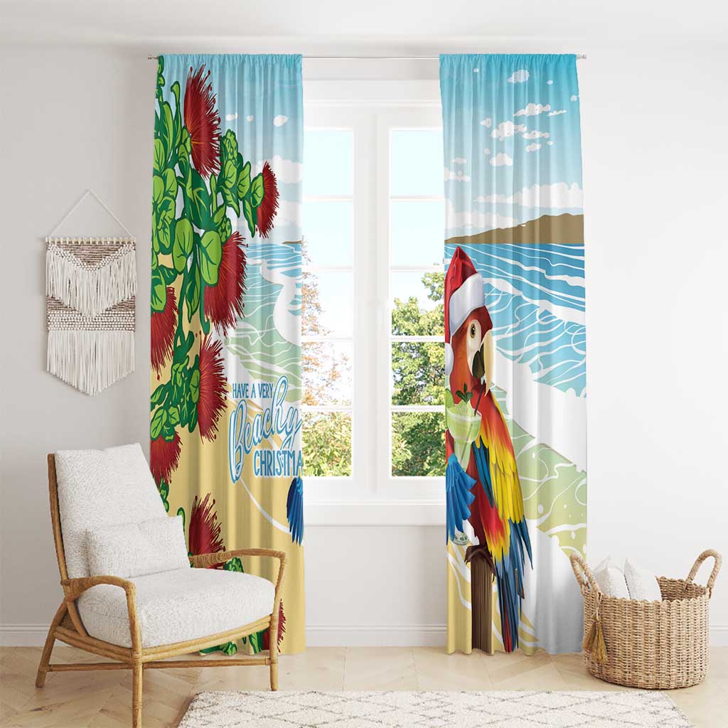 Have A Very Beach Christmas Window Curtain Parrot By Lehua Flower - Wonder Print Shop