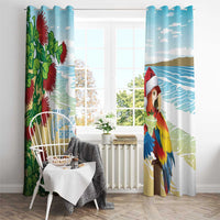 Have A Very Beach Christmas Window Curtain Parrot By Lehua Flower - Wonder Print Shop