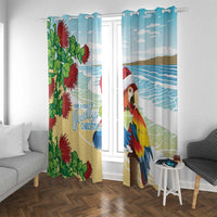 Have A Very Beach Christmas Window Curtain Parrot By Lehua Flower - Wonder Print Shop
