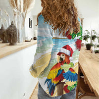 Have A Very Beach Christmas Women Casual Shirt Parrot By Lehua Flower - Wonder Print Shop