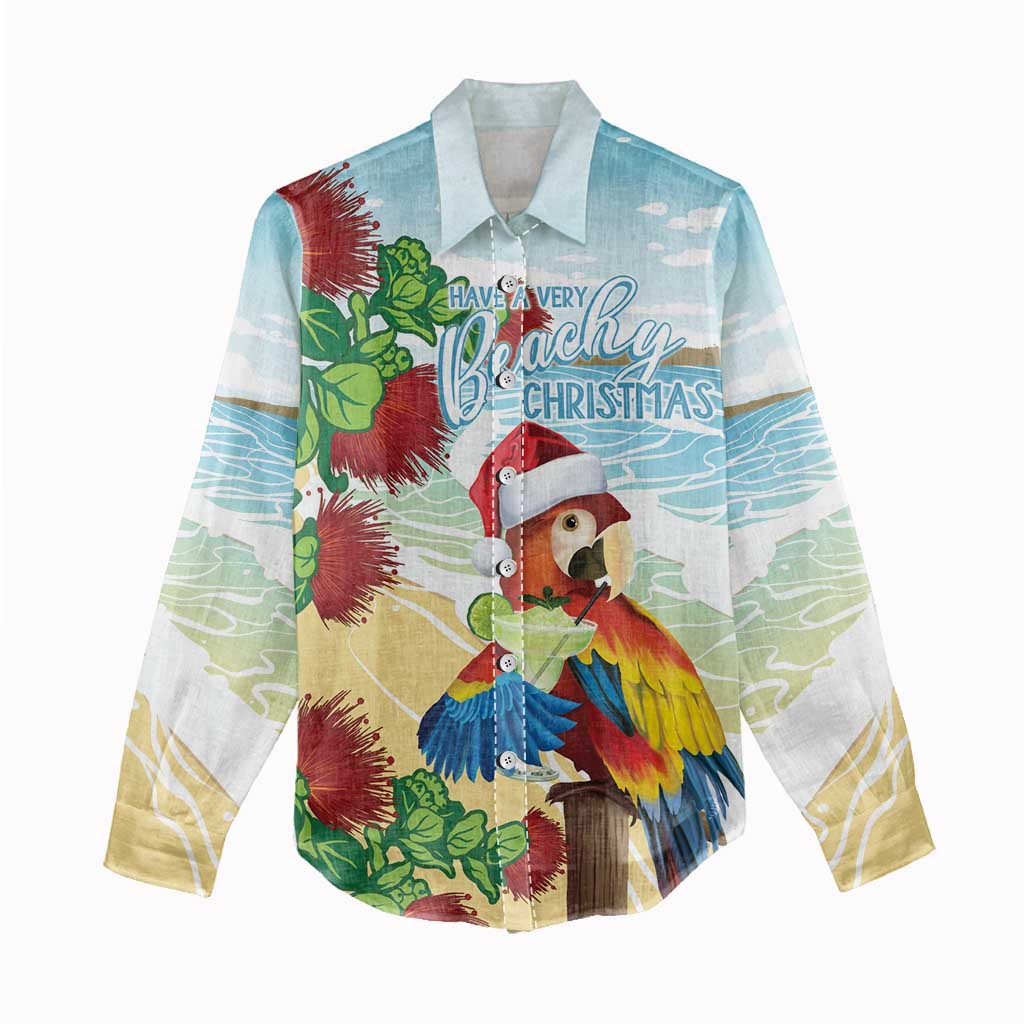 Have A Very Beach Christmas Women Casual Shirt Parrot By Lehua Flower - Wonder Print Shop