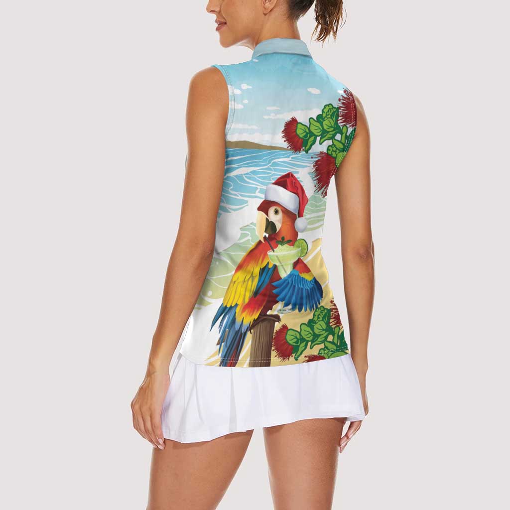 Have A Very Beach Christmas Women Sleeveless Polo Shirt Parrot By Lehua Flower - Wonder Print Shop