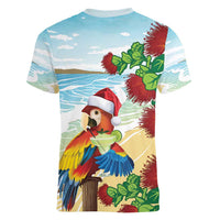 Have A Very Beach Christmas Women V-Neck T-Shirt Parrot By Lehua Flower - Wonder Print Shop