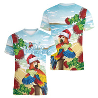 Have A Very Beach Christmas Women V-Neck T-Shirt Parrot By Lehua Flower - Wonder Print Shop