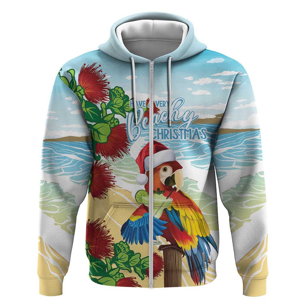 Have A Very Beach Christmas Zip Hoodie Parrot By Lehua Flower - Wonder Print Shop