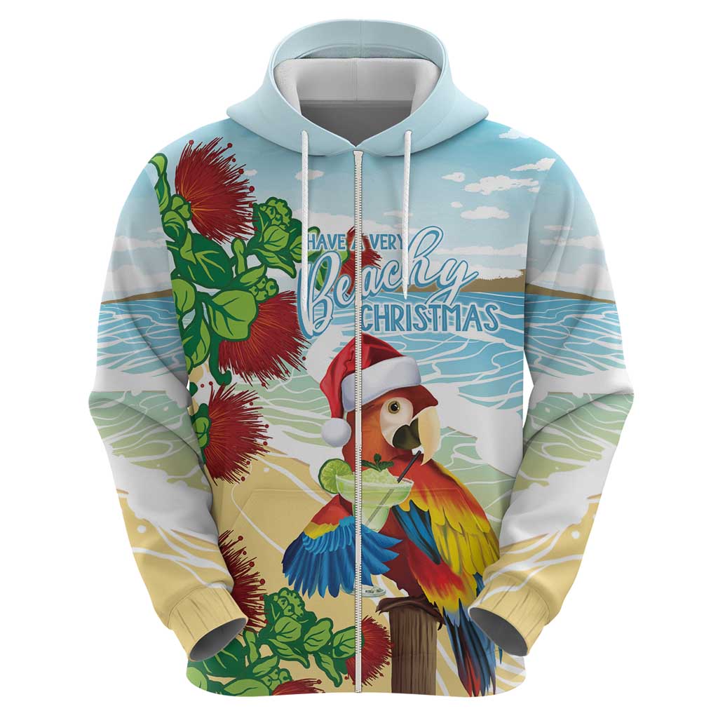 Have A Very Beach Christmas Zip Hoodie Parrot By Lehua Flower - Wonder Print Shop