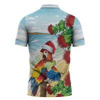 Have A Very Beach Christmas Zipper Polo Shirt Parrot By Lehua Flower - Wonder Print Shop