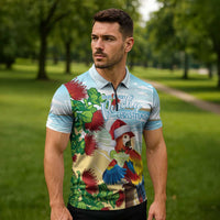Have A Very Beach Christmas Zipper Polo Shirt Parrot By Lehua Flower - Wonder Print Shop