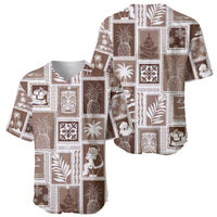 Hawaii Christmas Retro Patchwork Baseball Jersey Brown LT7 - Wonder Print Shop